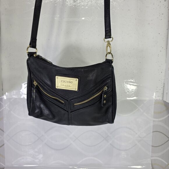 Nicole Miller Black Mobile Phone Pocket Clutch Purse 2 Zippered Pockets - Picture 3 of 7